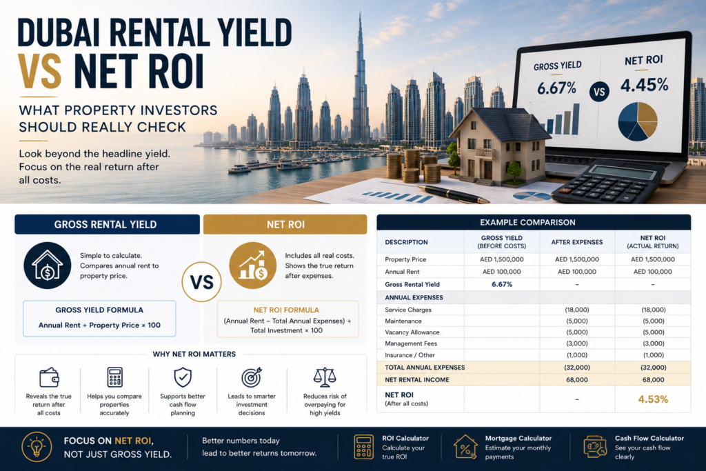 Dubai Rental Yield vs Net ROI: What Property Investors Should Really Check